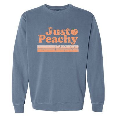 Just Peachy Retro 70s Georgia Peaches Summer Fruit Garment-Dyed Sweatshirt