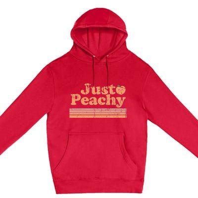 Just Peachy Retro 70s Georgia Peaches Summer Fruit Premium Pullover Hoodie