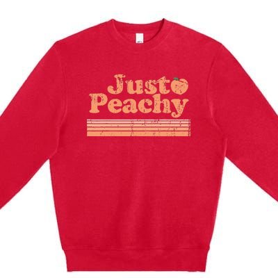 Just Peachy Retro 70s Georgia Peaches Summer Fruit Premium Crewneck Sweatshirt