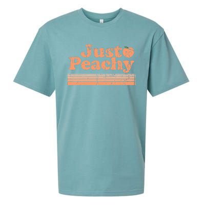 Just Peachy Retro 70s Georgia Peaches Summer Fruit Sueded Cloud Jersey T-Shirt