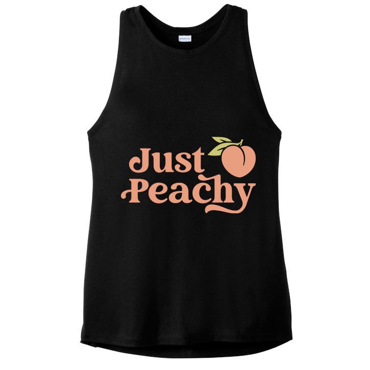 Just Peachy Retro 70s Georgia Peaches Summer Fruit Ladies PosiCharge Tri-Blend Wicking Tank