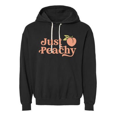 Just Peachy Retro 70s Georgia Peaches Summer Fruit Garment-Dyed Fleece Hoodie