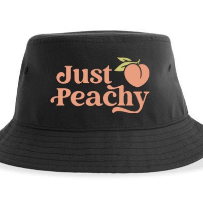 Just Peachy Retro 70s Georgia Peaches Summer Fruit Sustainable Bucket Hat