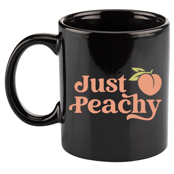 Just Peachy Retro 70s Georgia Peaches Summer Fruit 11oz C Handle Ceramic Mug