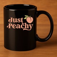 Just Peachy Retro 70s Georgia Peaches Summer Fruit 11oz C Handle Ceramic Mug