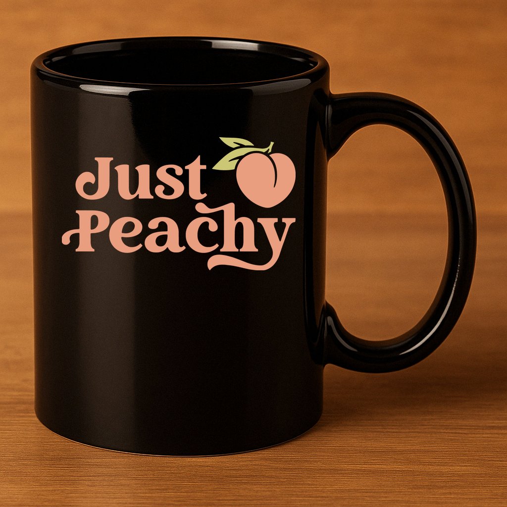Just Peachy Retro 70s Georgia Peaches Summer Fruit 11oz C Handle Ceramic Mug