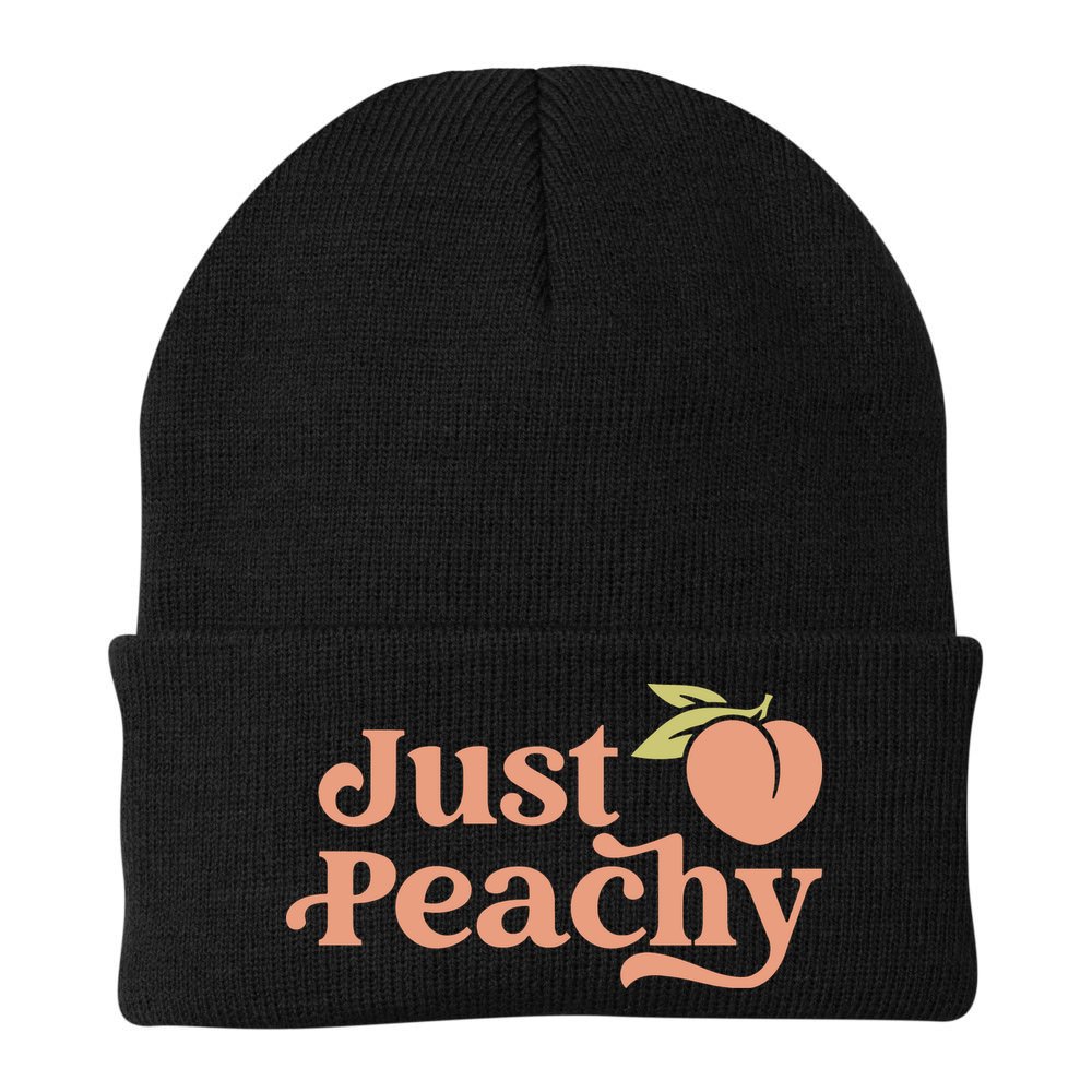 Just Peachy Retro 70s Georgia Peaches Summer Fruit Beanie
