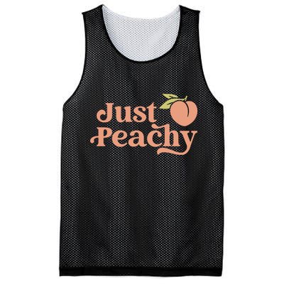 Just Peachy Retro 70s Georgia Peaches Summer Fruit Mesh Reversible Basketball Jersey Tank