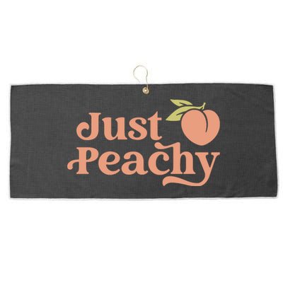 Just Peachy Retro 70s Georgia Peaches Summer Fruit Large Microfiber Waffle Golf Towel