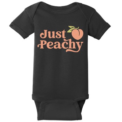 Just Peachy Retro 70s Georgia Peaches Summer Fruit Baby Bodysuit