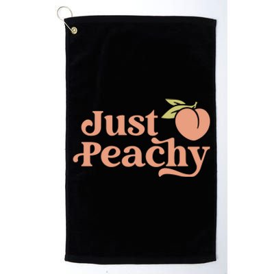 Just Peachy Retro 70s Georgia Peaches Summer Fruit Platinum Collection Golf Towel