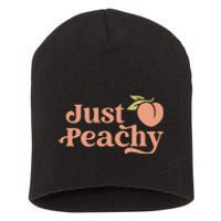 Just Peachy Retro 70s Georgia Peaches Summer Fruit Short Acrylic Beanie