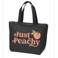 Just Peachy Retro 70s Georgia Peaches Summer Fruit Zip Tote Bag