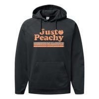 Just Peachy Retro 70s Georgia Peaches Summer Fruit Vneck Performance Fleece Hoodie