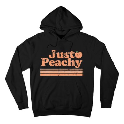 Just Peachy Retro 70s Georgia Peaches Summer Fruit Vneck Hoodie