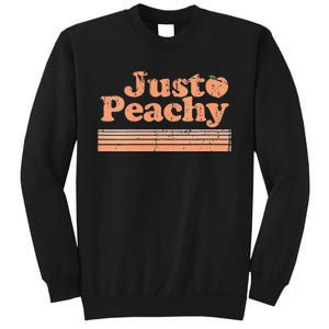 Just Peachy Retro 70s Georgia Peaches Summer Fruit Vneck Sweatshirt