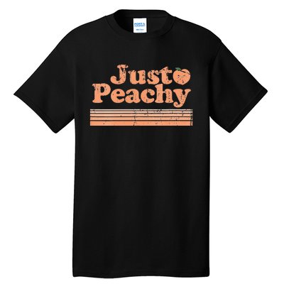 Just Peachy Retro 70s Georgia Peaches Summer Fruit Vneck Tall T-Shirt