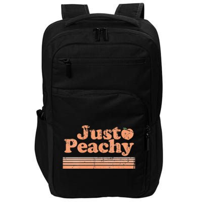 Just Peachy Retro 70s Georgia Peaches Summer Fruit Vneck Impact Tech Backpack