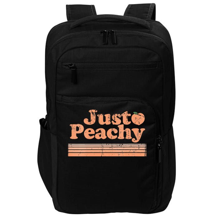 Just Peachy Retro 70s Georgia Peaches Summer Fruit Vneck Impact Tech Backpack