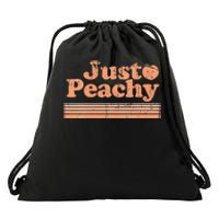 Just Peachy Retro 70s Georgia Peaches Summer Fruit Vneck Drawstring Bag