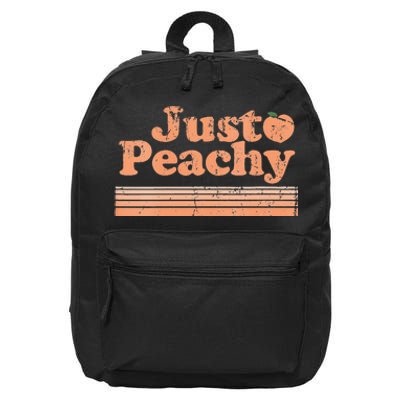 Just Peachy Retro 70s Georgia Peaches Summer Fruit Vneck 16 in Basic Backpack