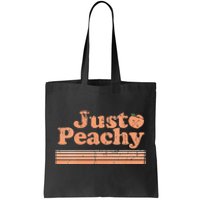 Just Peachy Retro 70s Georgia Peaches Summer Fruit Vneck Tote Bag