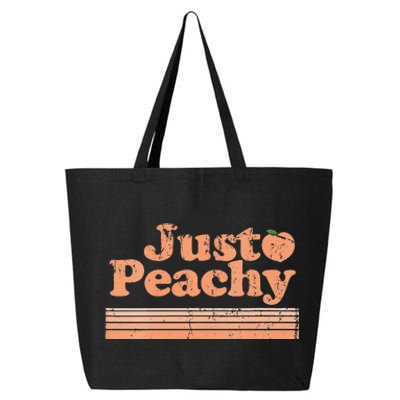 Just Peachy Retro 70s Georgia Peaches Summer Fruit Vneck 25L Jumbo Tote