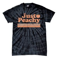 Just Peachy Retro 70s Georgia Peaches Summer Fruit Vneck Tie-Dye T-Shirt