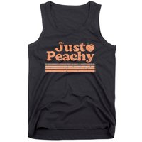 Just Peachy Retro 70s Georgia Peaches Summer Fruit Vneck Tank Top