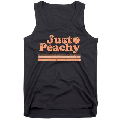 Just Peachy Retro 70s Georgia Peaches Summer Fruit Vneck Tank Top