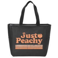 Just Peachy Retro 70s Georgia Peaches Summer Fruit Vneck Zip Tote Bag