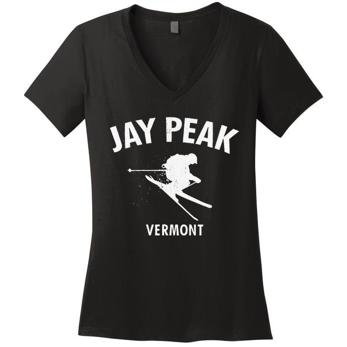 Jay Peak Skiing Tee Vermont Ski Women's V-Neck T-Shirt