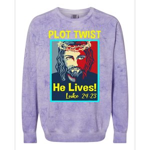 Jesus Plot Twist He Lives Easter Gifts For Women Colorblast Crewneck Sweatshirt