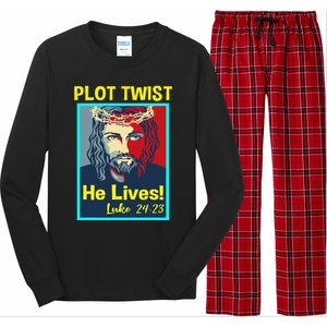 Jesus Plot Twist He Lives Easter Gifts For Women Long Sleeve Pajama Set