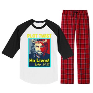 Jesus Plot Twist He Lives Easter Gifts For Women Raglan Sleeve Pajama Set