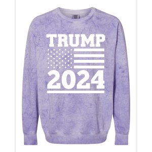 Jumbo Print Trump 2024 Usa Flag Colorblast Crewneck Sweatshirt