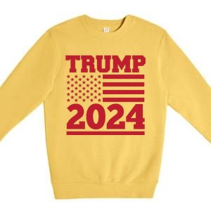 Jumbo Print Trump 2024 Usa Flag Premium Crewneck Sweatshirt