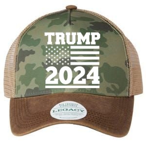 Jumbo Print Trump 2024 Usa Flag Legacy Tie Dye Trucker Hat