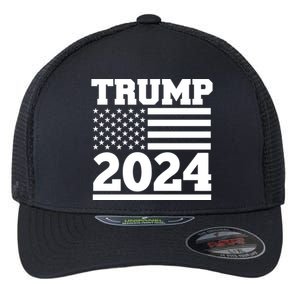 Jumbo Print Trump 2024 Usa Flag Flexfit Unipanel Trucker Cap