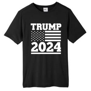 Jumbo Print Trump 2024 Usa Flag Tall Fusion ChromaSoft Performance T-Shirt