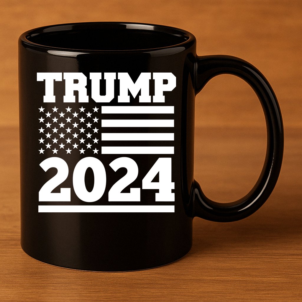 Jumbo Print Trump 2024 Usa Flag 11oz C Handle Ceramic Mug