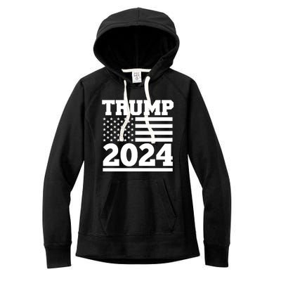 Jumbo Print Trump 2024 Usa Flag Women's Fleece Hoodie