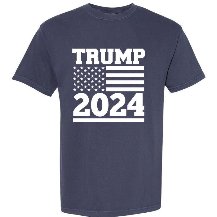 Jumbo Print Trump 2024 Usa Flag Garment-Dyed Heavyweight T-Shirt