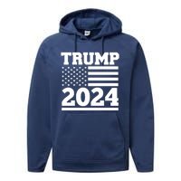 Jumbo Print Trump 2024 Usa Flag Performance Fleece Hoodie