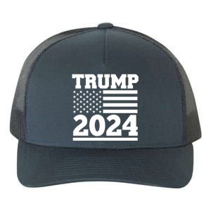 Jumbo Print Trump 2024 Usa Flag Yupoong Adult 5-Panel Trucker Hat