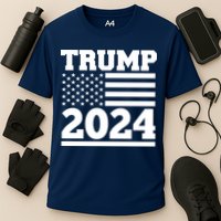 Jumbo Print Trump 2024 Usa Flag Cooling Performance Crew T-Shirt