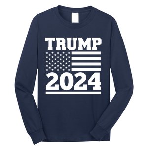 Jumbo Print Trump 2024 Usa Flag Long Sleeve Shirt