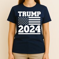 Jumbo Print Trump 2024 Usa Flag T-Shirt