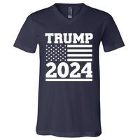 Jumbo Print Trump 2024 Usa Flag V-Neck T-Shirt