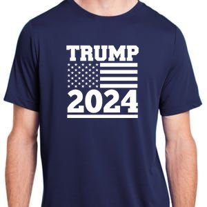 Jumbo Print Trump 2024 Usa Flag Adult ChromaSoft Performance T-Shirt